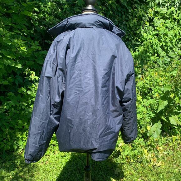 Navy blue and silver Fleece lined Zip up jacket with hide away hood - Picture 2 of 15